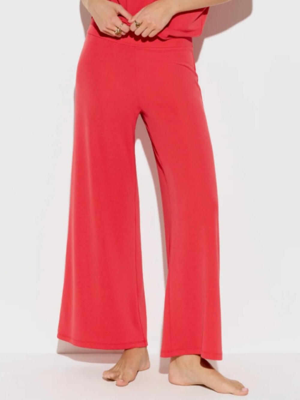 Spiritual Gangster Zen Rib Journey Wide Leg Pant Sunset Red 30" NWT